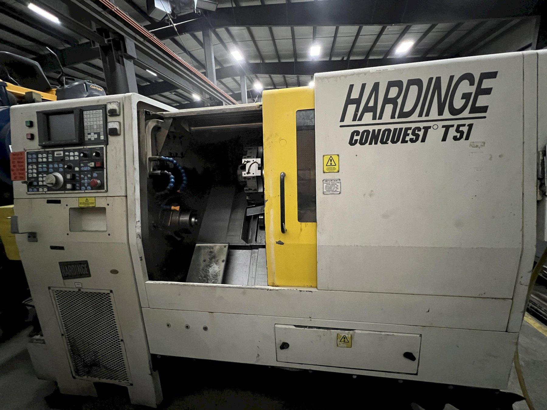 HARDINGE CNC LATHE, MODEL CONQUEST 51, CS-51, LIVE MILLING, SUB SPINDLE, FANUC 18-T