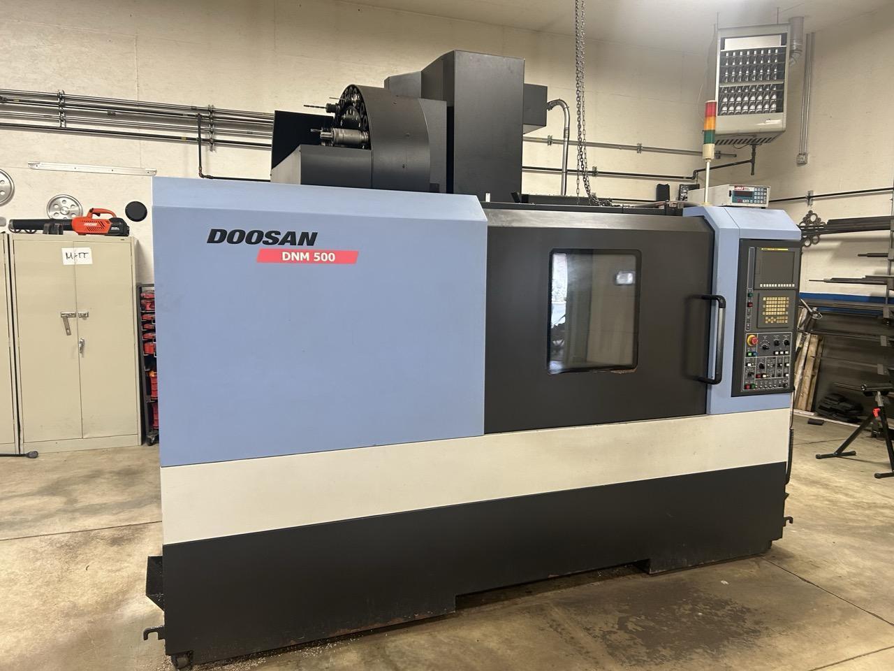 Doosan DNM 500 VMC, 2009 – 4th Axis Wired, Fanuc Control