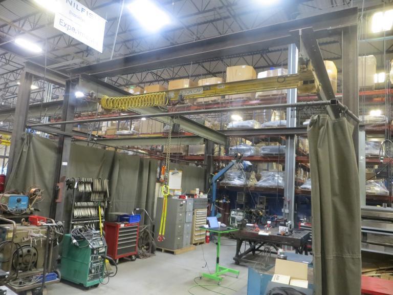 Overhead Shop Crane - Approx 16' X 20' Area with Aero Material Handling 1 Ton Under Slung Bridge Crane, ARO 1 Ton Air Operated Chain Hoist, 102" Under the Hook- Auction Item