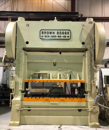 200 Ton Brown & Boggs SC2-200-96-42 Used Straight Side Mechanical Metal Stamping Press For Sale, Underpower!