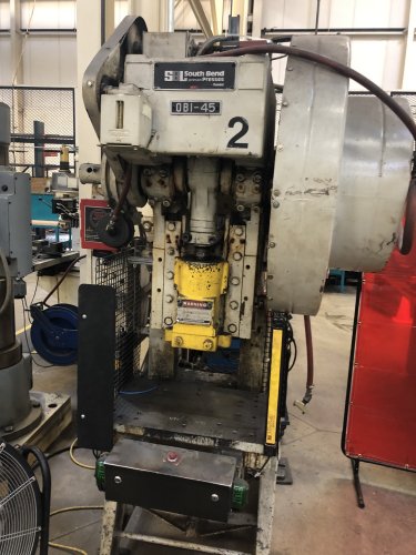 45 Ton SB Johnson 45-FW-AC Used OBI Mechanical Metal Stamping Press For Sale, Under Power