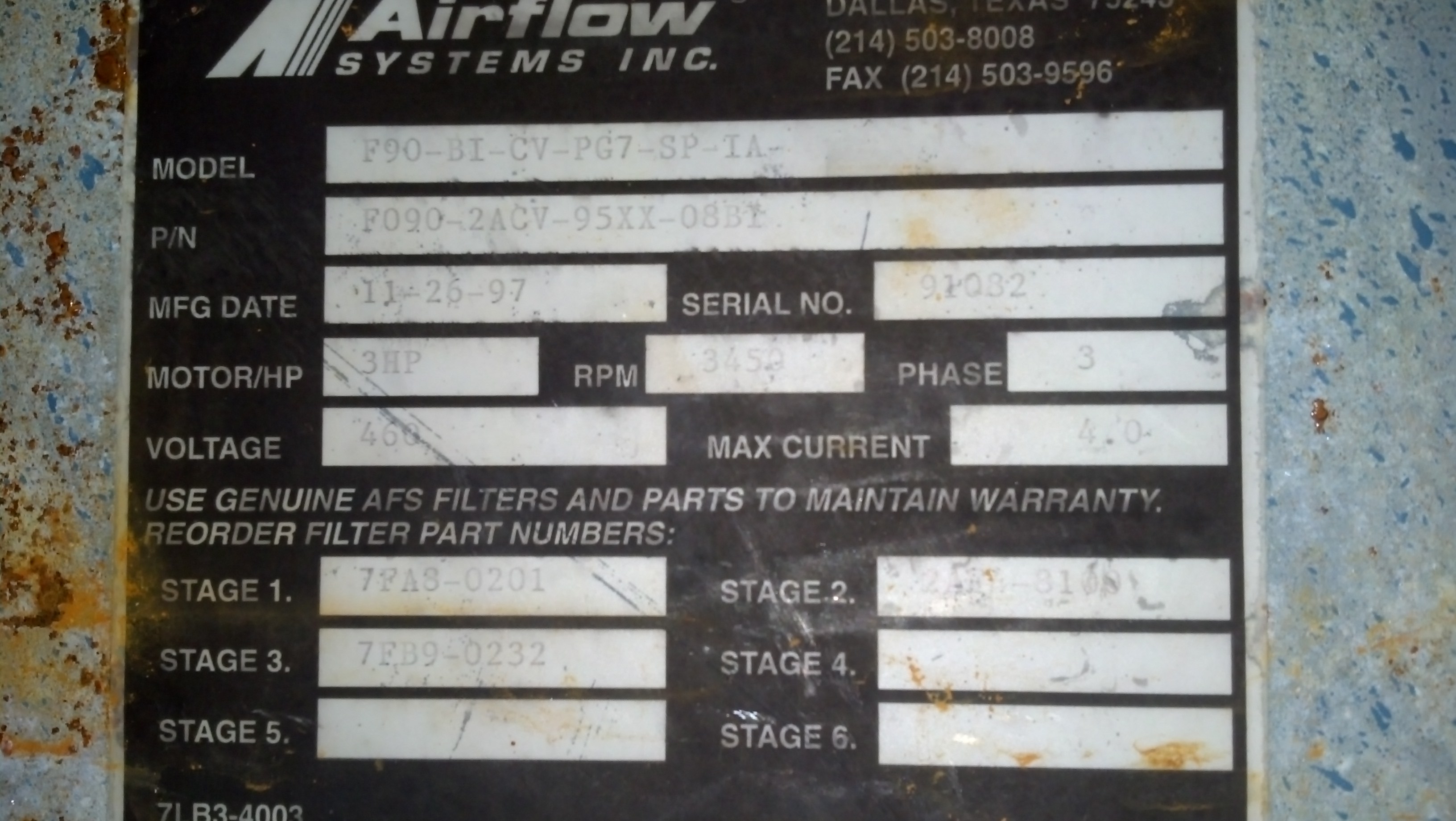 (1) PREOWNED AIRFLOW SYSTEM WITH EZ ARM EXTRACTION SYSTEM <br>AIR <br>HANDLER