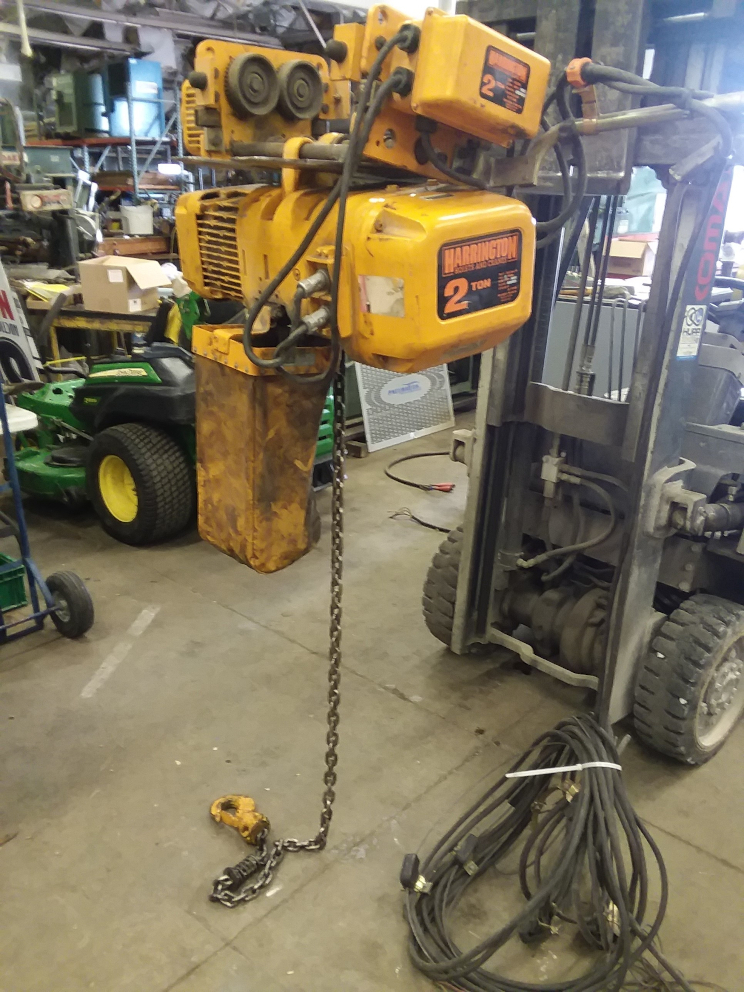 (1) PREOWNED HARRINGTON 2 TON ELECTRIC CHAIN HOIST, MODEL #: NER020S, S/N: 001729