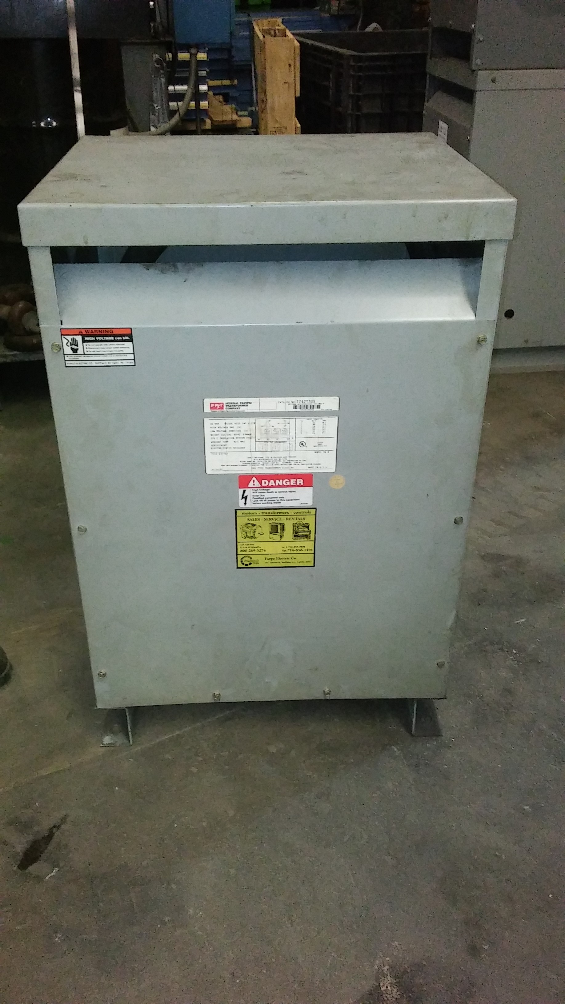 (1) PREOWNED FEDERAL PACIFIC 3PH TRANSFORMER