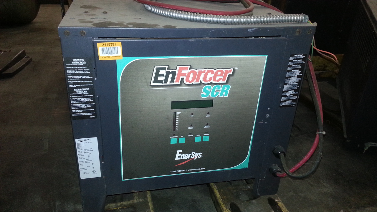(1) PREOWNED ENERSYS ENFORCER SCR FORKLIFT BATTERY CHARGER, <br>MODEL ES3-12-550, S/N HA48092