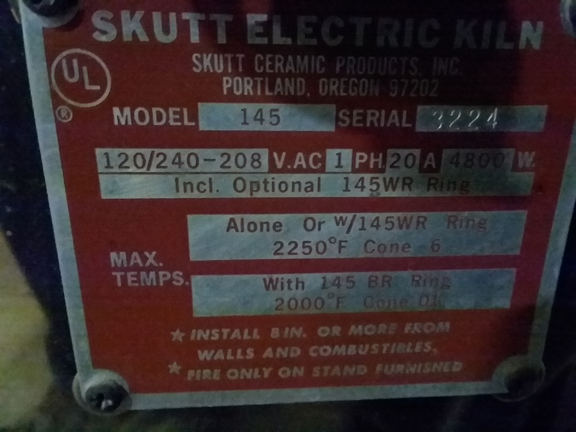 (1) PREOWNED SKUTT KILN, MODEL 145, S/N 3224
