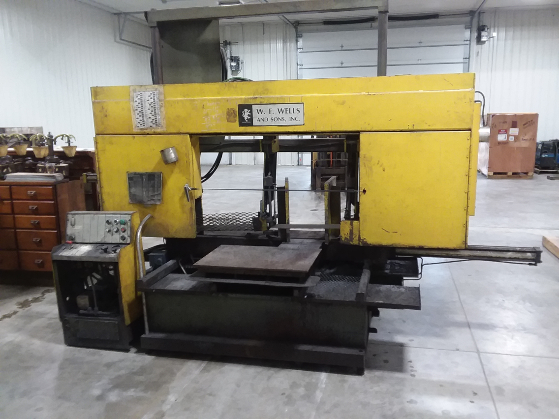 1 - PREOWNED WF WELLS, LARGE CAPACITY, SEMI AUTOMATIC DUAL COLUMN BANDSAW, MODEL #: B-25-2, S/N: B7787-A985, YEAR: 1977