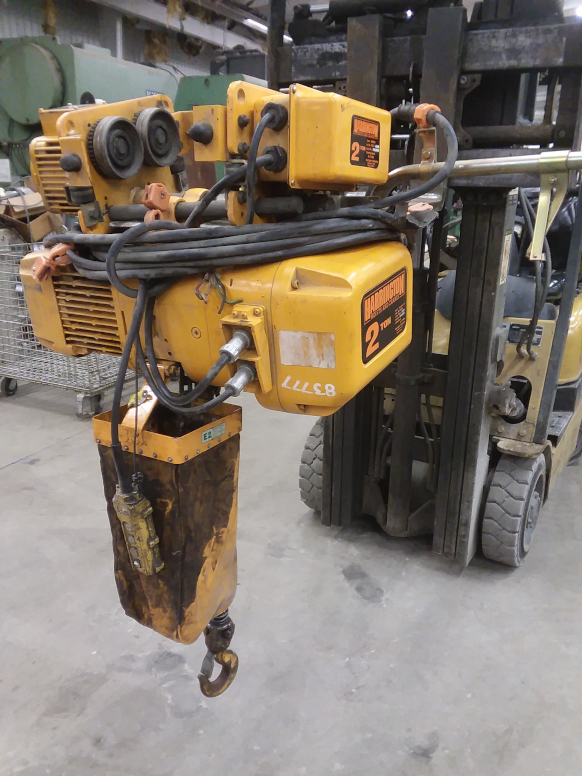 (1) PREOWNED HARRINGTON 2 TON ELECTRIC CHAIN HOIST, MODEL NER020S, S/N 033073