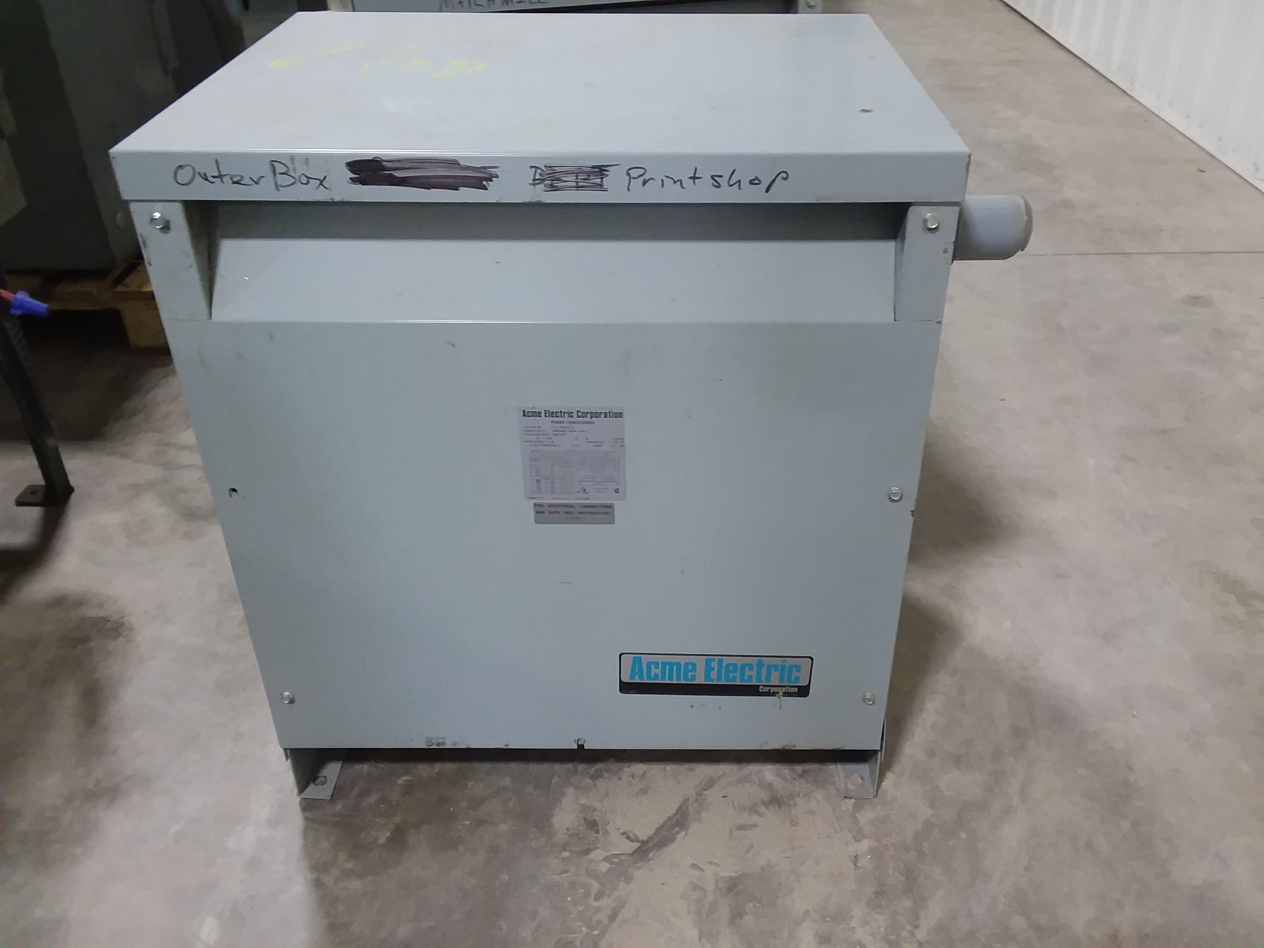 (1) PREOWNED ACME SINGLE PHASE TRANSFORMER, 50 KVA