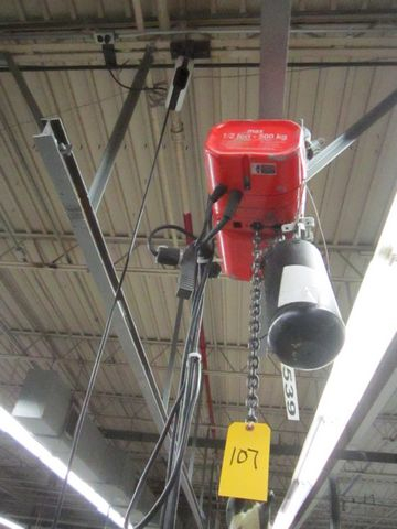 1 - PREOWNED CM VALUSTAR 1/2 TON ELECTRIC CHAIN HOIST WITH TROLLEY