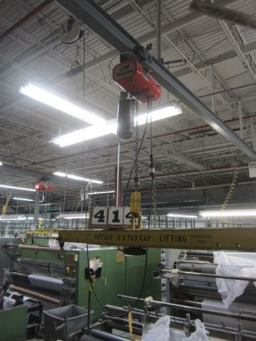 1 - PREOWNED CM VALUSTAR 1/2 TON ELECTRIC CHAIN HOIST AND ELECTRIC POWER CORD, 115V/1PH/60HZ