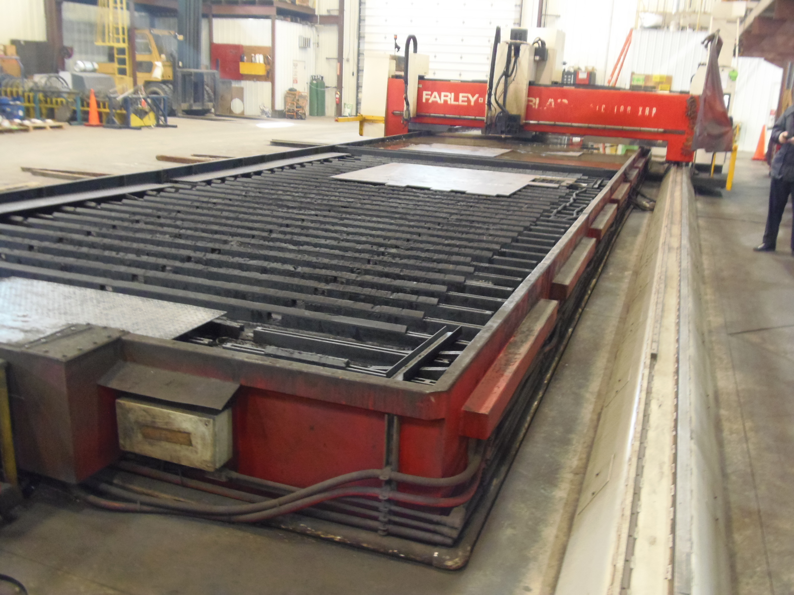 FARLEY XRP-50 CNC PROFILE CUTTING & DRILLING MACHINE, NEW 2008, 10" X 45' WORK AREA, CAN BE DIVIDED TO 2 -10' X 20' ZONES, 46 HP DRILLING SYSTEM, 24 ATC, HPR 260 PLASMA, 2 GAS HEADS, 2,000 IPM RAPIDS,