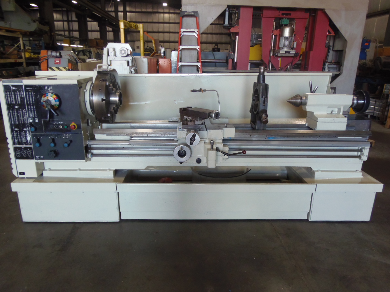 21" X 80" CLAUSING 600, NEW 1997, INCH/METRIC, TAPER, 20" 4 JAW, S.R., RAPIDS.