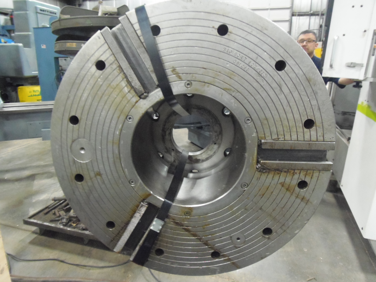 SMW 22.5 INCH POWER CHUCK, BIG BORE MODEL 500 / 230, 9" BORE, AIR ACTUATED,  A1-11 SPINDLE, CAME OFF MAZAK SLANT 60
