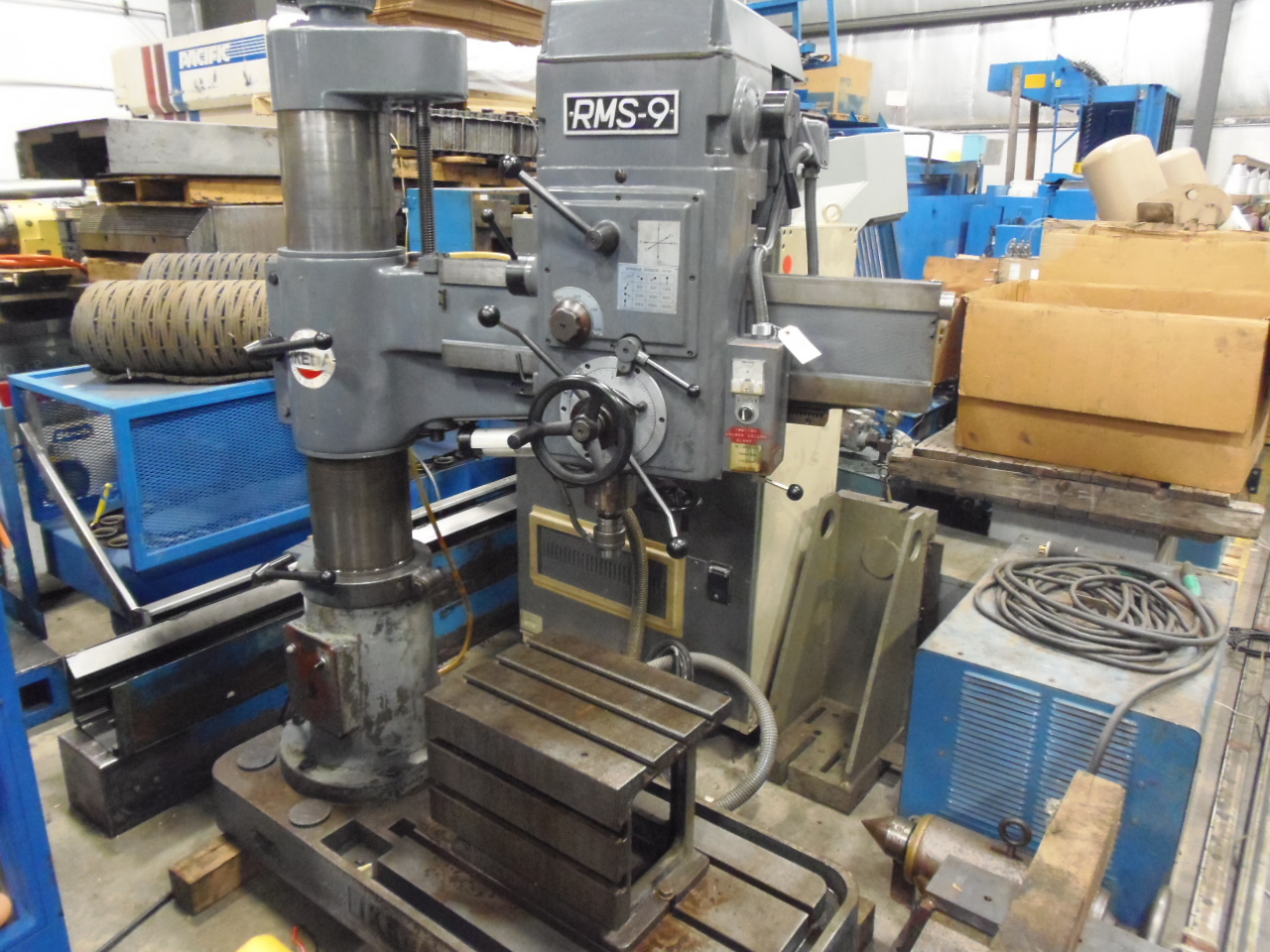 3' X 9" IKEDA RADIAL DRILL, RMS-9, BOX TABLE, NICE RUNNER