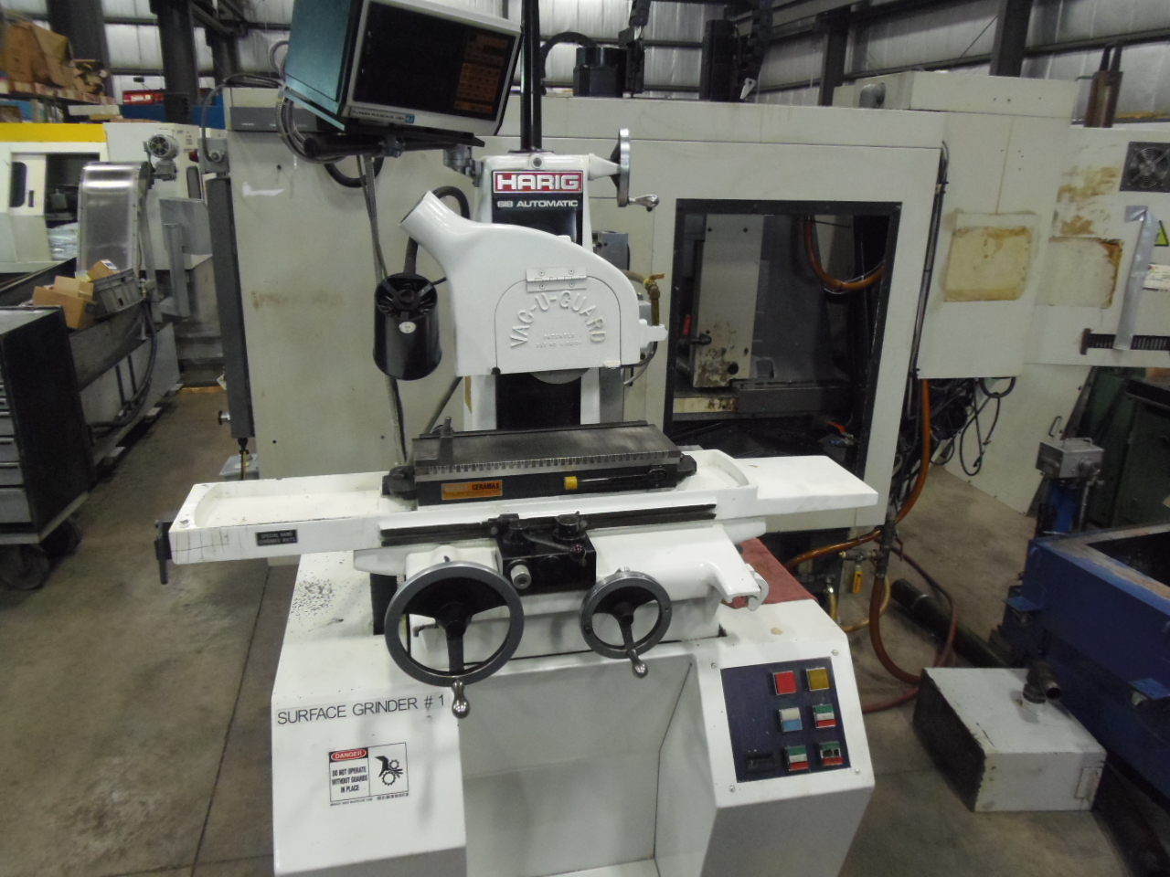 6 x 18 HARIG AUTOMATIC SURFACE GRINDER, FUTABA 2 AXIS DRO, HYD. POWER X AND Y, 6 X 18 MAG. CHUCK, 