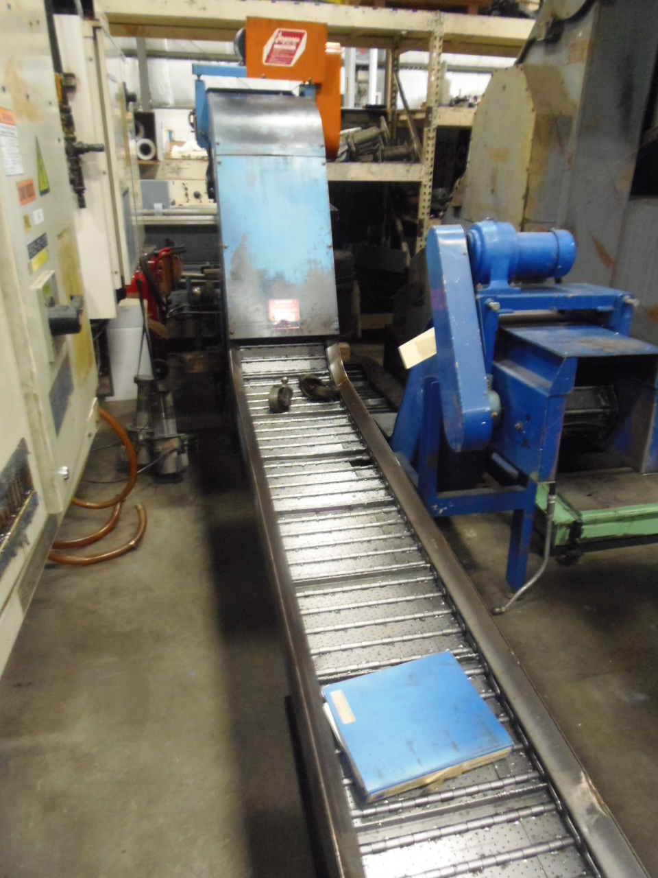 19" x 116" X 7" JORGENSEN CHIP CONVEYOR, 57" DISCHARGE HEIGHT, 1981