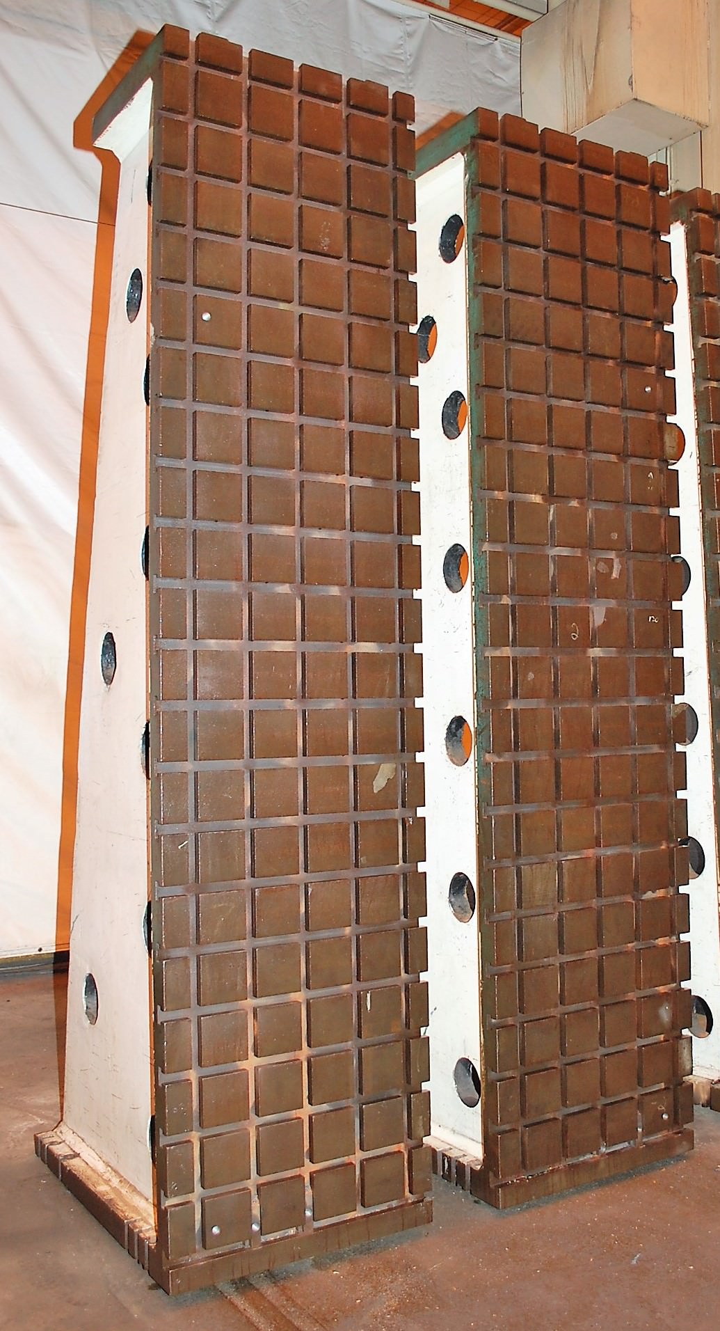 (2) 127" X 30" X 47" CAST IRON T-SLOTTED ANGLE PLATES
