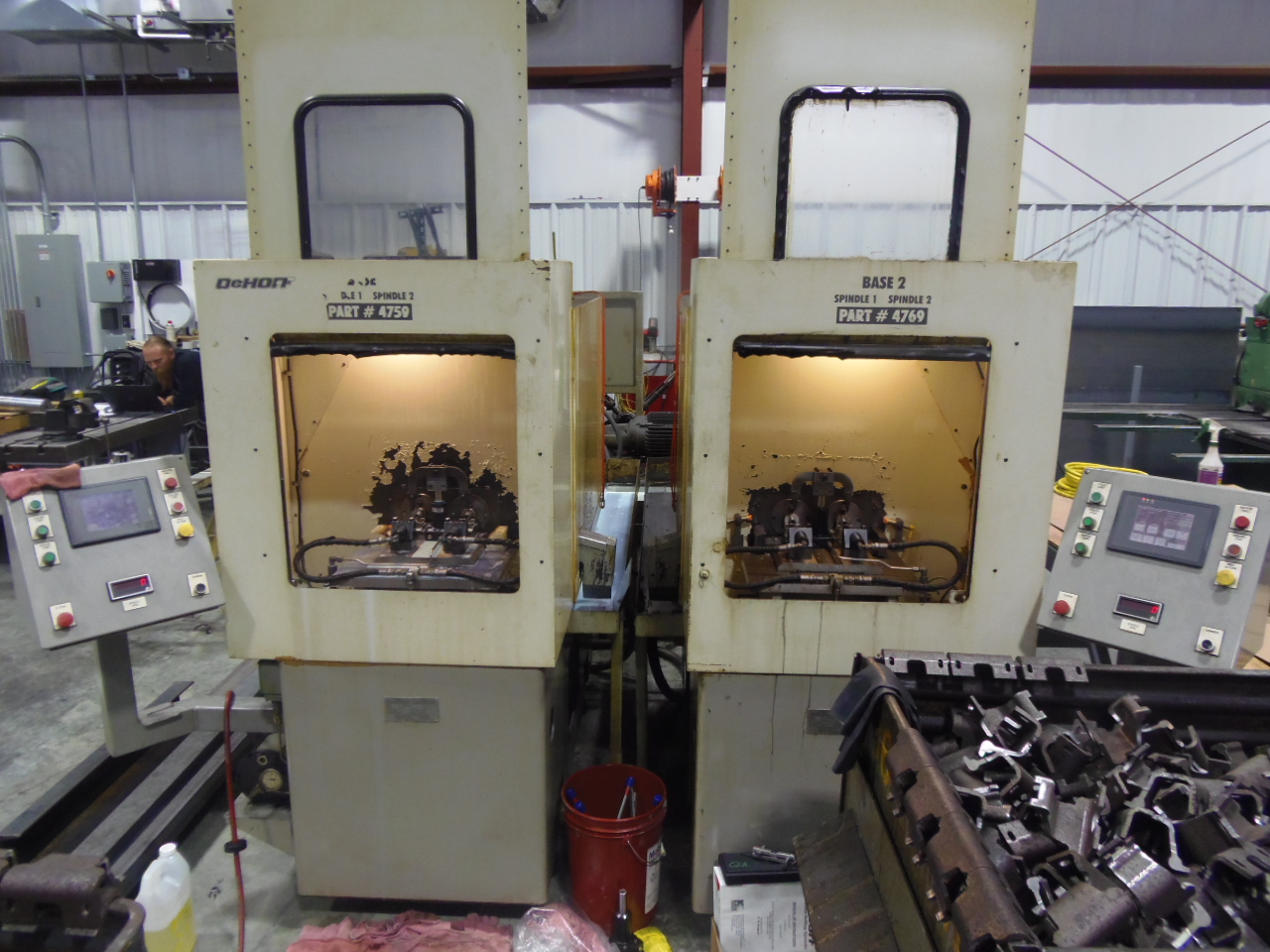 4 SPINDLE DEHOFF GUNDRILL, MODEL 518C, NEW 2005, .5" X 18" CAP., DEHOFF CNC SOFTWARE WITH FANUC HARDWARE, 2 STATIONS