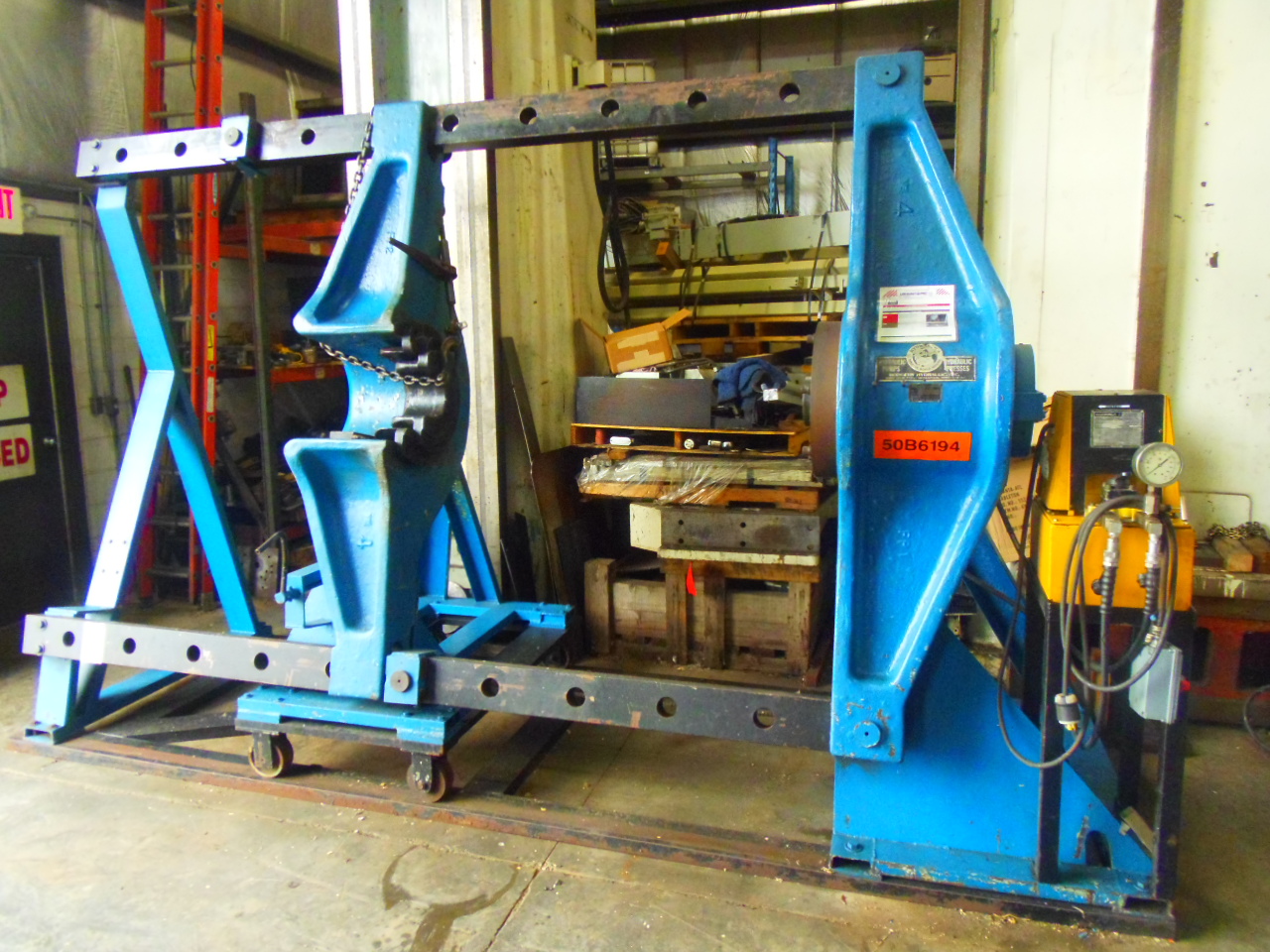300 TON RODGERS WHEEL PRESS, MODEL IF-300-D-26,72" BETWEEN BARS, 26" STROKE, 0 -100" TO RESISTANCE, NEWER ENERPAC HYDRAULICS