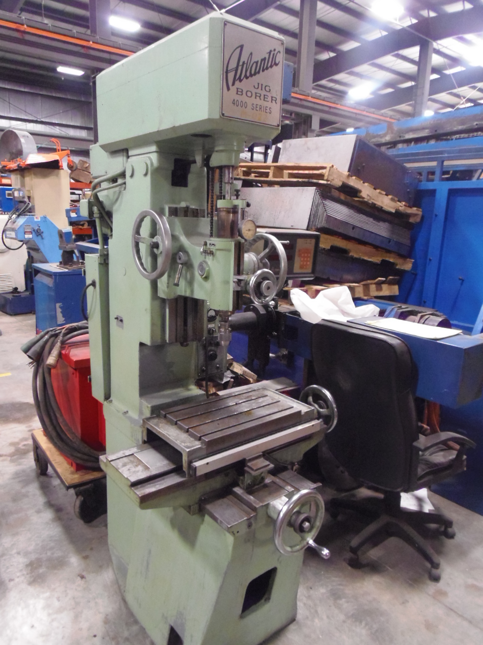 ATLANTIC JIG BORER 4000 SERIES, 18" x 12" TABLE, 4" QUILL STROKE, ANILAM DRO, 1968