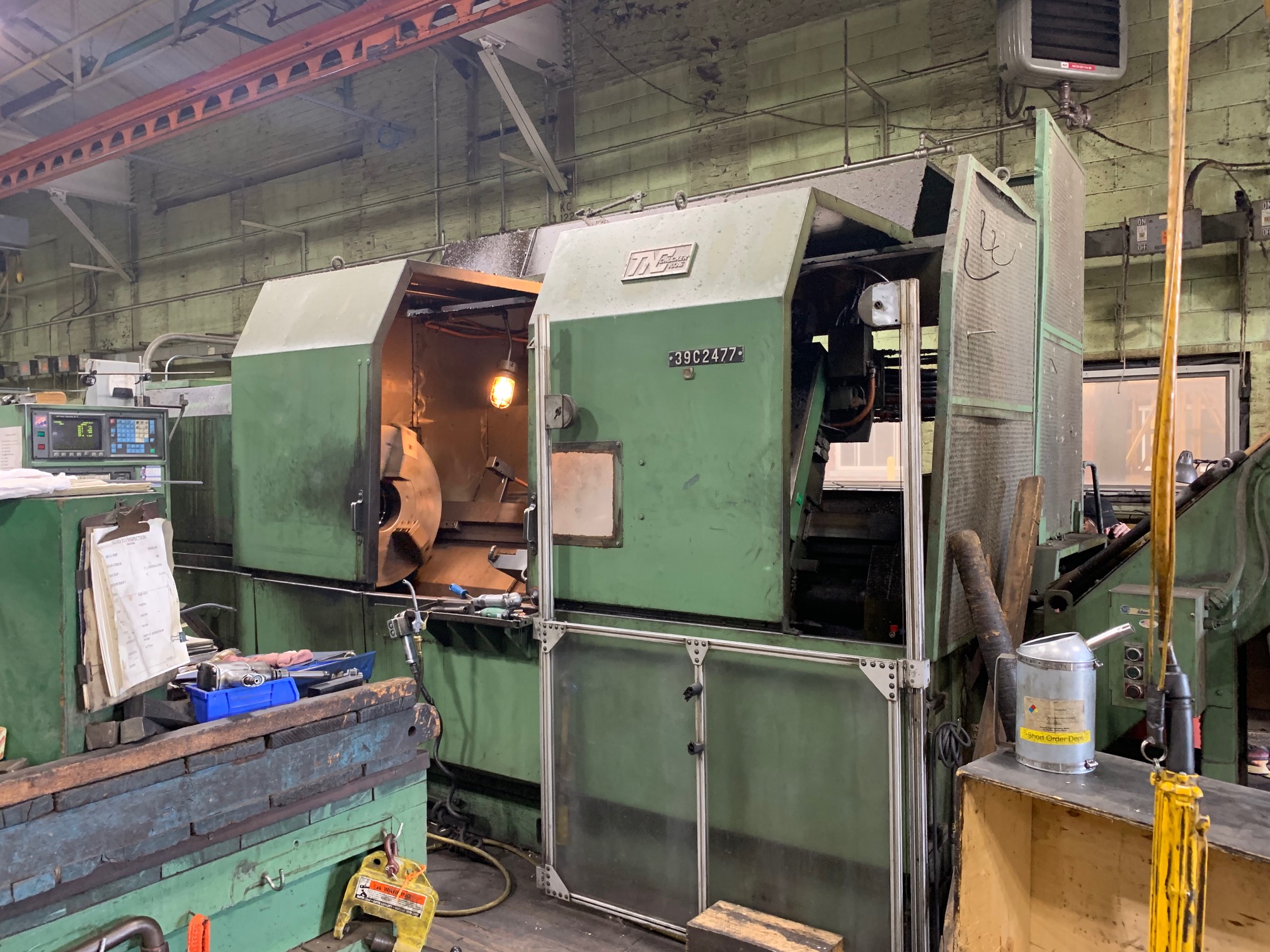 J & L 1036, FANUC 0-TC CONTROL, 10" HOLE, 36" 3 JAW HYD CHUCK, 60" Z AXIS STROKE, 90 HP