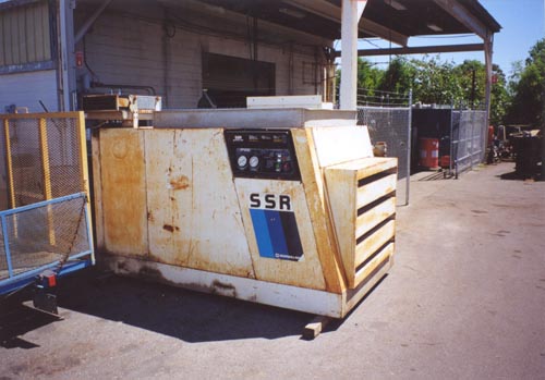 200 CFM, INGERSOLL RAND MDL SSR2000, 50 HP, 100 PSI, 1981, NOISE ENCLOSURE