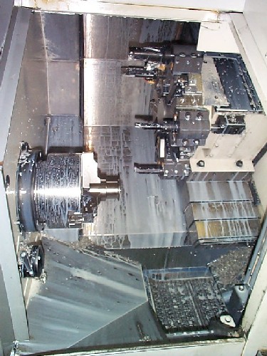 MORI SEIKI CL-200B, MSC-803, 20.3" SW, 21.7" MAX LENGTH, 8" CHK, 3500 RPM, 15HP, CHIP, '97