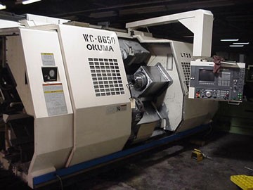 OKUMA LT-25 2ST/300, OSP-7000L, 25.59" SWING, 57" BETWEEN SPINDLES, 1995