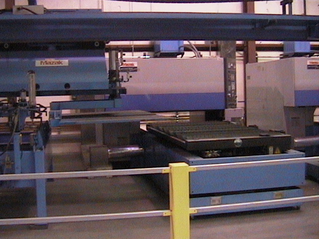 2 MAZAK TURBO X48 CHAMPION LASERS WITH A MAZAK 6 SHELF TOWER STORAGE SYSTEM