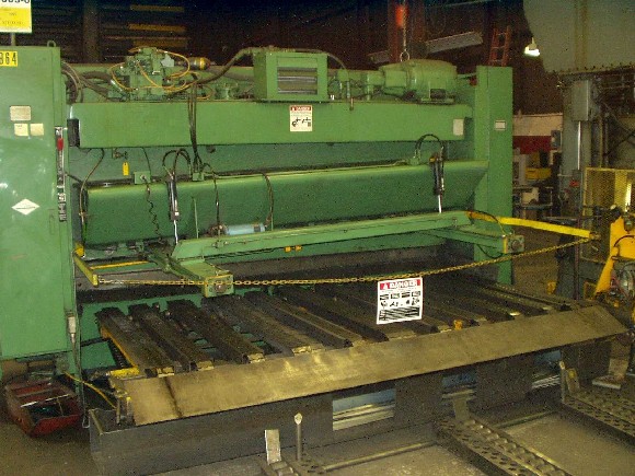 1/2" X 10' CINCINNATI, HYDRAULIC, 13' SQUARING ARM, 48" MICROCOMPUTER BACKGAUGE, EXIT CONVEYOR