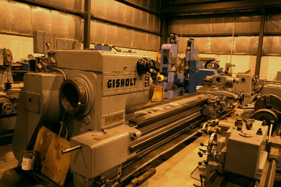 No. 5L GISHOLT, 12" HOLE, TAPER, FRONT SLIDE, 4 WAY, 28" 4-JAW CHK, 162" CENTER