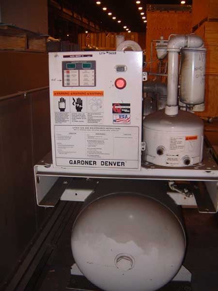 GARDNER DENVER MDL EBE-RDF, 15 HP, 80 GAL AIR TANK, AFTER COOLER