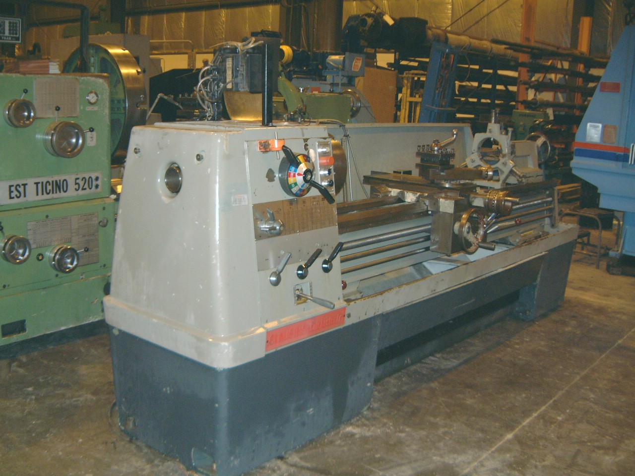 17" x 80" CLAUSING COLCHESTER, 3" HOLE, TRAK 2-AXIS DRO, 12" 3-JAW CHK, STEADY REST, 1983