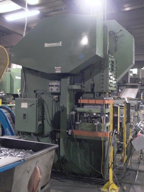 200 TON ROUSSELLE G1-200, 4" STR., 23" SH, 6" SLIDE ADJ., 32" x 50" BED, AIR CLUTCH, POWER RAM ADJ., 1993