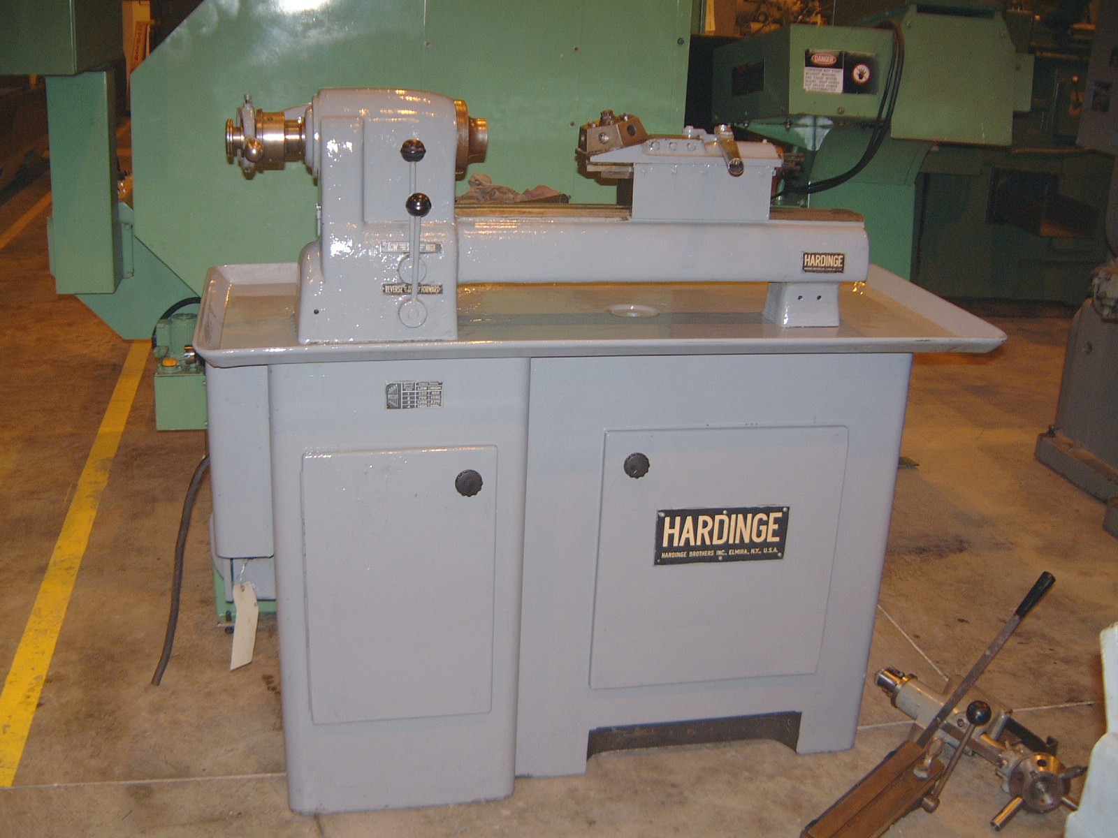 DV-59 HARDINGE, 12" CNTR DIST., 1" SPDL BORE, 2 HP, 230-3500 RPM, 2-6 POSITION TURRETS, CROSS SLIDE