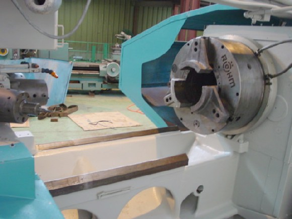 MAZAK POWER MASTER, 42" SWING, 50"  IN GAP, 12.5" HOLE, 60 HP, FANUC 6T  W/CRT