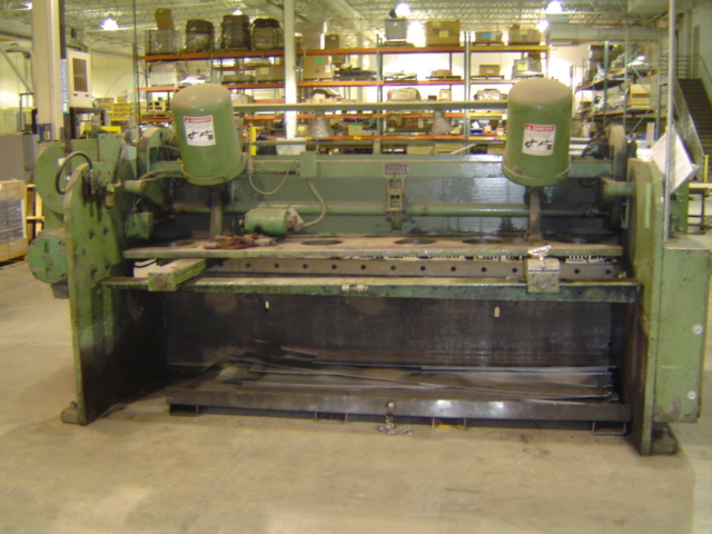 1/4" X 10' CINCINNATI MDL 1810, MECH., 10' SQ ARM, 2 SUPPORT ARMS, 36" FOBG, 18" THROAT