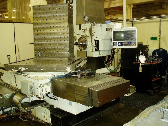 4" UNION BFT 105, 50 TAPER, X-69", Y-49", Z-26", SPINDLE 32, 34 HP, HEIDENHAIN TNC 155 CTRL, 48" x 54" ROTARY TBL, 1992