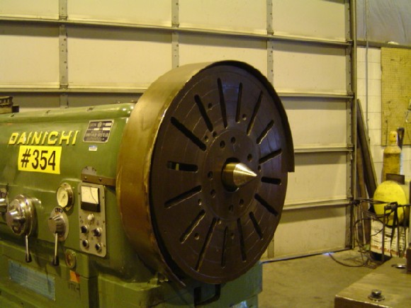 42" x 120" DAINICHI, 32" SWOCS, 3" HOLE, 63-500 RPM, RAPID TRAVERSE, 4-WAY TOOLPOST, INCH/METRIC, 1970