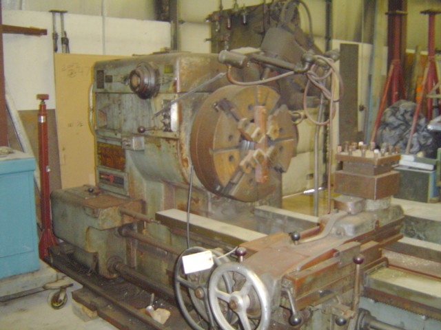 GISHOLT 5L, 28" 4 JAW CHUCK, 10" HOLE, FRONT TOOLPOST,