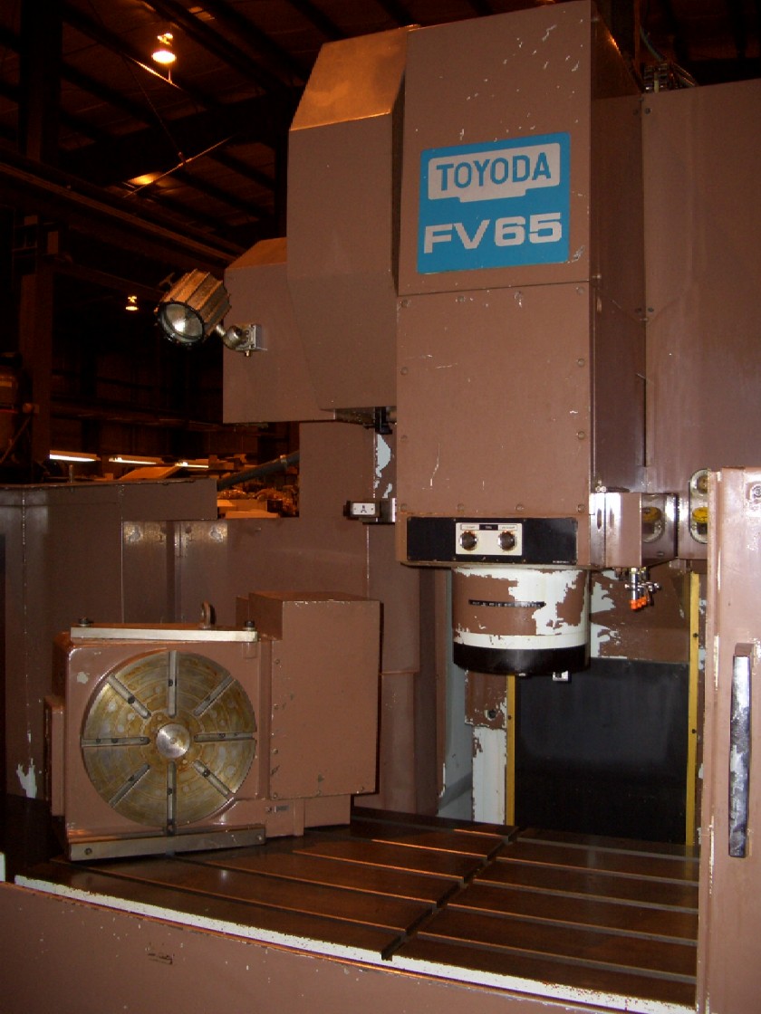 TOYODA FV65, 26" x 56" TBL, 50"-X, 25.6"-Y,  24"-Z, FANUC 11M CTRL, 50 TAPER, 4000 RPM, 4TH AXIS ROTARY