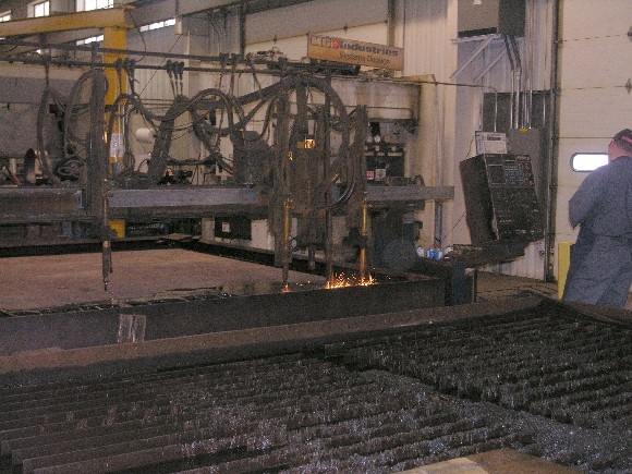 NO. TMC3512P MG, BURNY III CNC CTRL, 12' x 35' OXY PLASMA BURNER, 4-OXY & 1-PLASMA TORCH, 1990