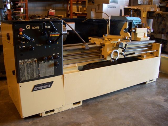 16" x 60" BRIDGEPORT ROMI, 24" GAP, 1120 RPM, 7.5 HP, 10" 3-JAW, 16" 4-JAW, STEADY, IN/METRIC, 1989