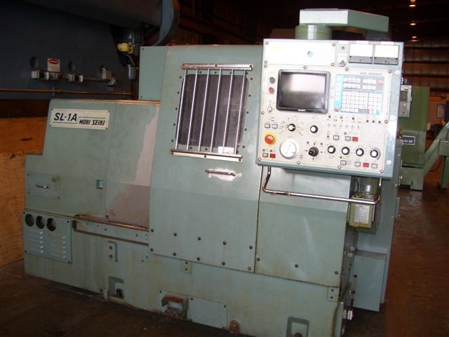 MORI SEIKI SL-1A, 16.5" SW, 12.4" CNTR, 10.8" LONG., 3.9" CROSS, A-5 SPDL, 1.6" BORE, YASNAC LX1 CTRL