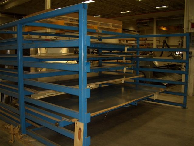 ROLL OUT SHEET RACK, 60" x 144" STEEL STORAGE, RACK 81" H x 159"L x 127"W, DRAWER 146"L x 62"W