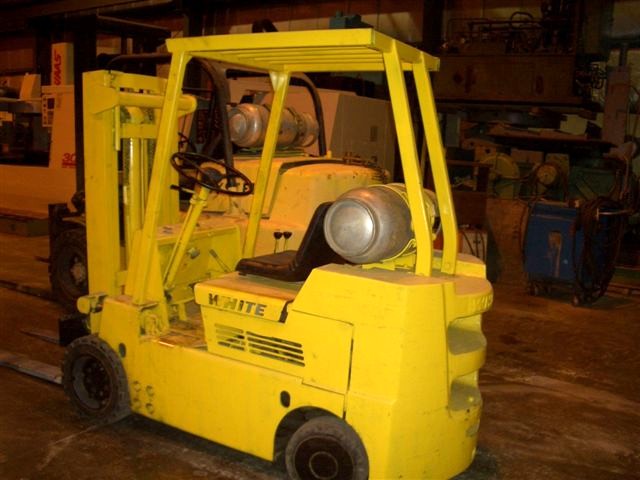 5000 LB WHITE, PROPANE, MDL MA50, 42" FORKS, 102" LIFT, HARD TIRE