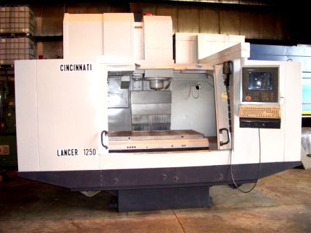 CINCINNATI LANCER 1250, 50"-X, 26"-Y & Z, 60" x 30" TABLE, ACRAMATIC 2100SX CNC CTRL, 1997, THRU SPINDLE COOLANT, PROBING, CONTROL FACTORY REBUILT 2011