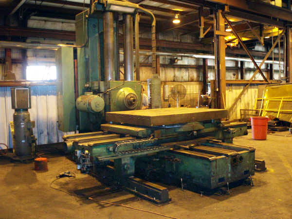 5" SCHARMANN TABLE TYPE HORIZONTAL BORING MILL, 50 TAPER, 60 X 79 POWER ROTARY TABLE, 905 RPM, PENDENT CONTROL