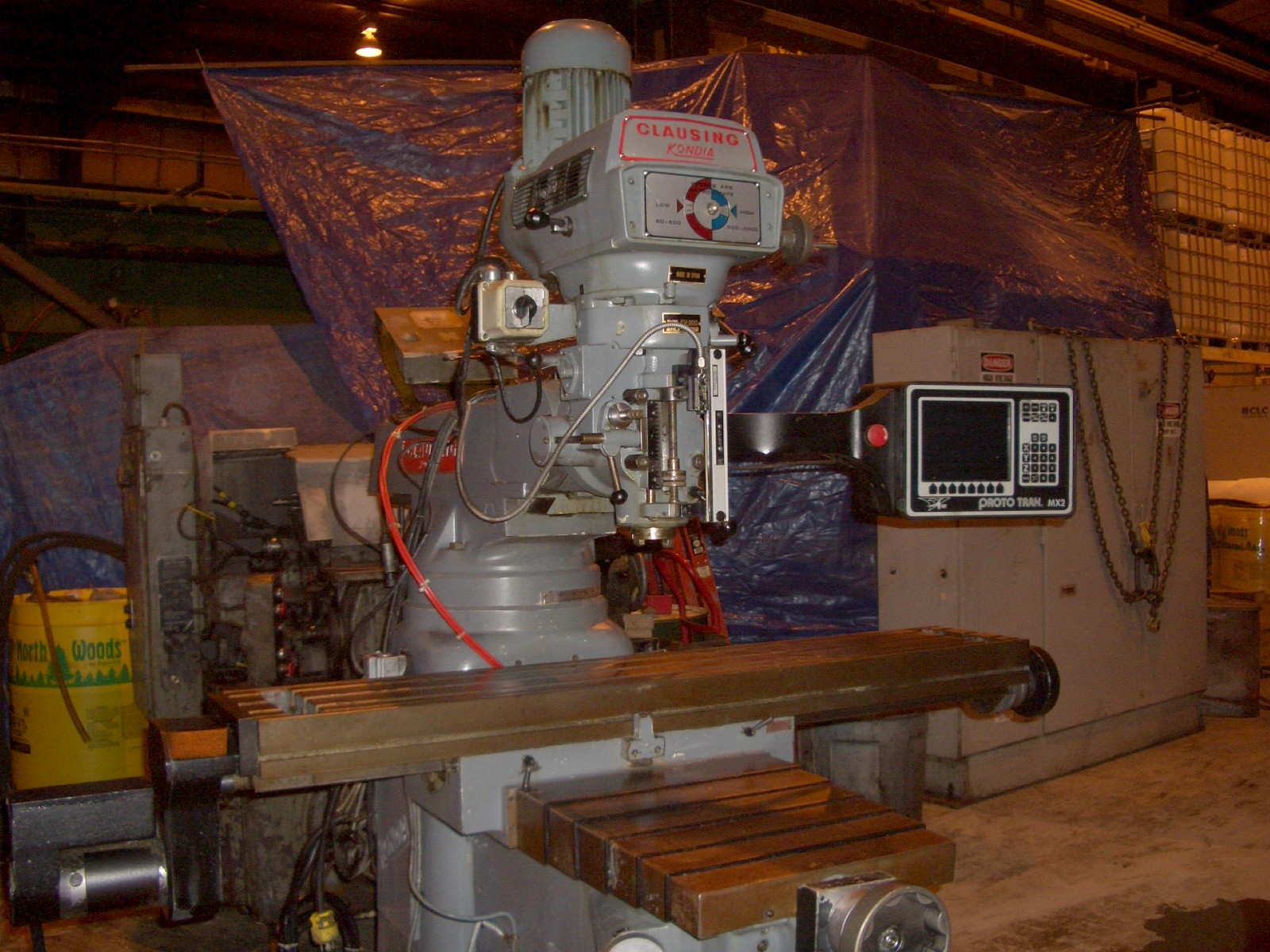KONDIA CLAUSING FV300 MILL, CNC PROTO TRAC MX-2, 11 X 58 TABLE, 4HP, 4000 RPM, 1994